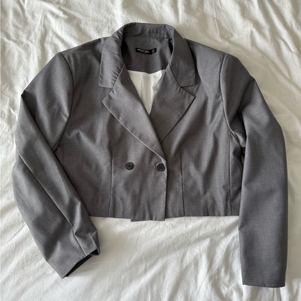 Nasty Gal Charcoal Cropped Blazer